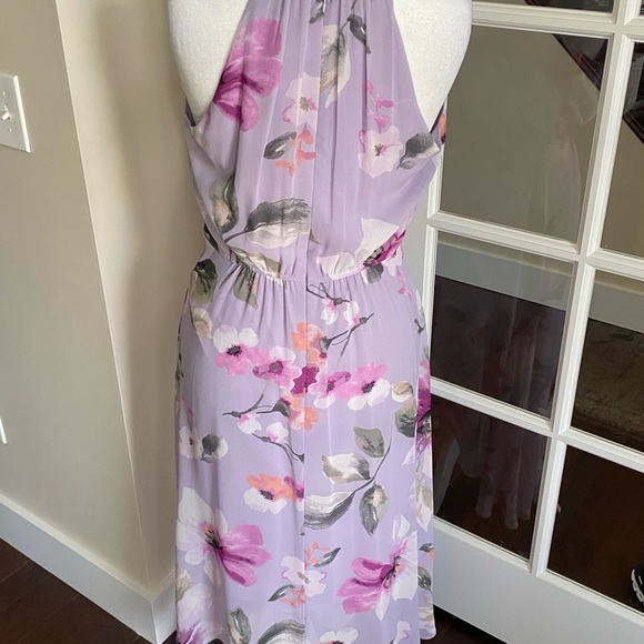 White House Black Market Pink and Purple  Floral Halter Midi Dress NWT - Picture 8 of 14
